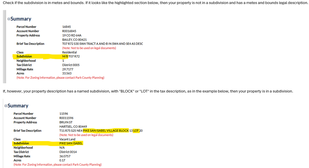 Subdivision and Metes-Bounds Image